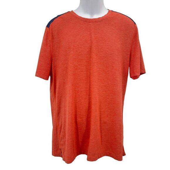 Lululemon Train and Gain Shirt Mens Large Orange Blue Crewneck Stretch Athletic - Picture 1 of 7